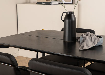 Venture Home Pelle & Tvist Rektangulära Matbord 190 x 90 Svart + Matstolar 2-pack Svart