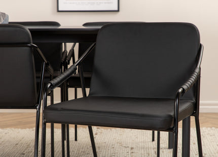 Venture Home Pelle & Tvist Rektangulära Matbord 190 x 90 Svart + Matstolar 2-pack Svart