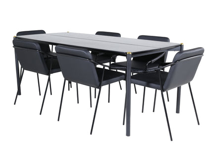 Venture Home Pelle & Tvist Rektangulära Matbord 190 x 90 Svart + Matstolar 2-pack Svart