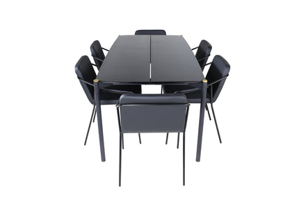 Venture Home Pelle & Tvist Rektangulära Matbord 190 x 90 Svart + Matstolar 2-pack Svart