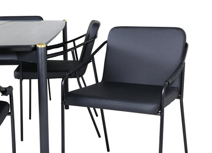 Venture Home Pelle & Tvist Rektangulära Matbord 190 x 90 Svart + Matstolar 2-pack Svart
