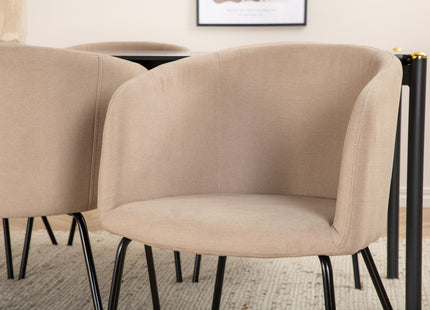 Venture Home Berit & Pelle Matstolar Beige + Rektangulära Matbord 190 x 90 Svart