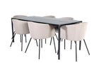 Venture Home Berit & Pelle Matstolar Beige + Rektangulära Matbord 190 x 90 Svart