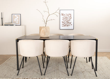 Venture Home Berit & Pelle Matstolar Beige + Rektangulära Matbord 190 x 90 Svart