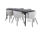 Venture Home Berit & Pelle Matstolar Beige + Rektangulära Matbord 190 x 90 Svart