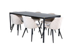 Venture Home Pelle & Velvet Rektangulära Matbord 190 x 90 Svart + Matstolar 2-pack Beige