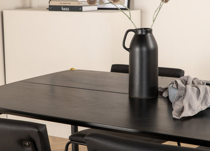 Venture Home Kenth & Pelle Matstolar 2-pack Svart + Rektangulära Matbord 190 x 90 Svart