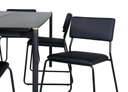 Venture Home Kenth & Pelle Matstolar 2-pack Svart + Rektangulära Matbord 190 x 90 Svart