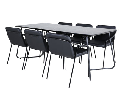 Venture Home Petra & Tvist Rektangulära Matbord 190 x 90 Svart + Matstolar 2-pack Svart