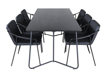 Venture Home Petra & Tvist Rektangulära Matbord 190 x 90 Svart + Matstolar 2-pack Svart