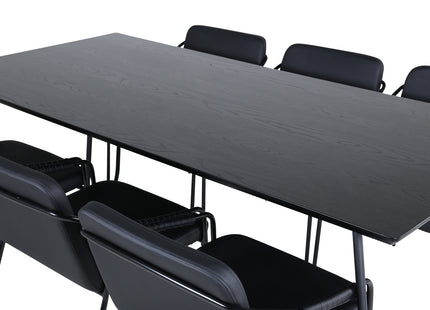 Venture Home Petra & Tvist Rektangulära Matbord 190 x 90 Svart + Matstolar 2-pack Svart