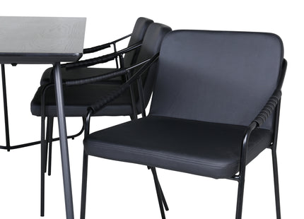 Venture Home Petra & Tvist Rektangulära Matbord 190 x 90 Svart + Matstolar 2-pack Svart