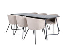 Venture Home Berit & Petra Matstolar Beige + Rektangulära Matbord 190 x 90 Svart