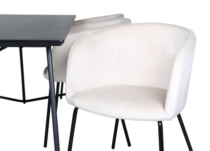 Venture Home Berit & Petra Matstolar Beige + Rektangulära Matbord 190 x 90 Svart