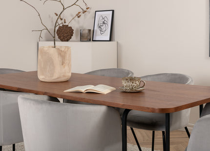 Venture Home Berit & Petra Matstolar Grå + Rektangulära Matbord 190 x 90 Svart