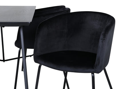 Venture Home Berit & Petra Matstolar Svart + Rektangulära Matbord 190 x 90 Svart
