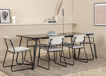 Venture Home Kenth & Petra Matstolar 2-pack Grå + Rektangulära Matbord 190 x 90 Svart
