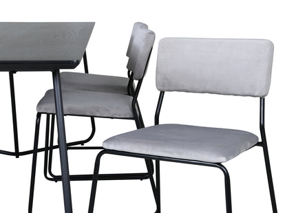 Venture Home Kenth & Petra Matstolar 2-pack Grå + Rektangulära Matbord 190 x 90 Svart
