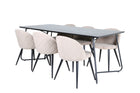 Venture Home Petra & Velvet Rektangulära Matbord 190 x 90 Svart + Matstolar 2-pack Beige