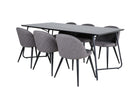 Venture Home Petra & Velvet Rektangulära Matbord 190 x 90 Svart + Matstolar 2-pack Grå