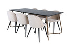 Venture Home Petra & Velvet Rektangulära Matbord 190 x 90 Svart + Matstolar 2-pack Beige