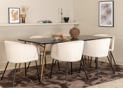 Venture Home Berit & Petra Matstolar Beige + Rektangulära Matbord 190 x 90 Svart