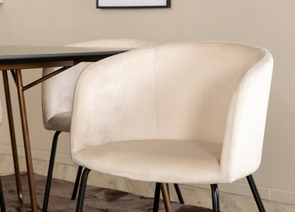 Venture Home Berit & Petra Matstolar Beige + Rektangulära Matbord 190 x 90 Svart