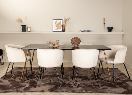 Venture Home Berit & Petra Matstolar Beige + Rektangulära Matbord 190 x 90 Svart