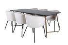 Venture Home Berit & Petra Matstolar Beige + Rektangulära Matbord 190 x 90 Svart