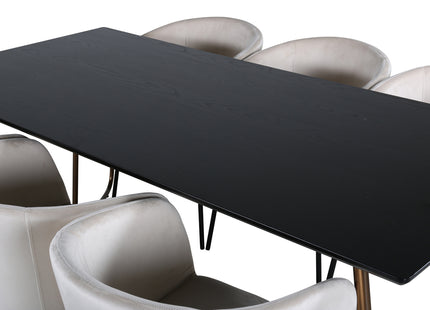 Venture Home Berit & Petra Matstolar Beige + Rektangulära Matbord 190 x 90 Svart