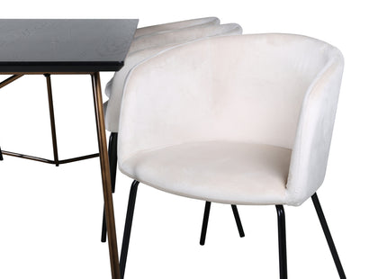 Venture Home Berit & Petra Matstolar Beige + Rektangulära Matbord 190 x 90 Svart
