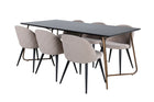 Venture Home Petra & Velvet Rektangulära Matbord 190 x 90 Svart + Matstolar 2-pack Beige
