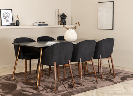 Venture Home Arch & Petra Matstolar 2-pack Svart + Rektangulära Matbord 190 x 90 Svart