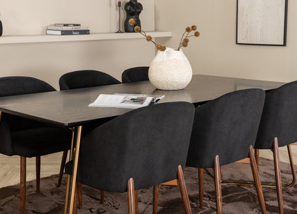Venture Home Arch & Petra Matstolar 2-pack Svart + Rektangulära Matbord 190 x 90 Svart