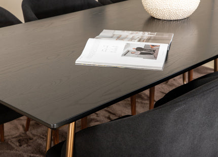 Venture Home Arch & Petra Matstolar 2-pack Svart + Rektangulära Matbord 190 x 90 Svart