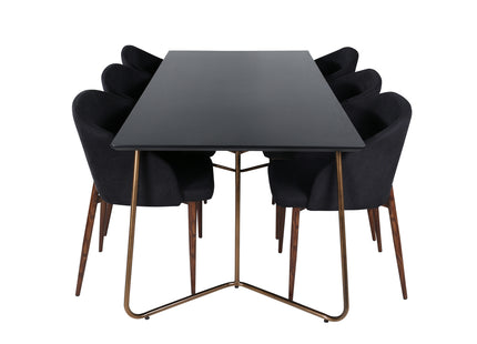 Venture Home Arch & Petra Matstolar 2-pack Svart + Rektangulära Matbord 190 x 90 Svart