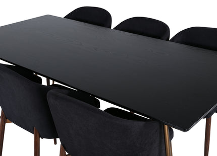 Venture Home Arch & Petra Matstolar 2-pack Svart + Rektangulära Matbord 190 x 90 Svart