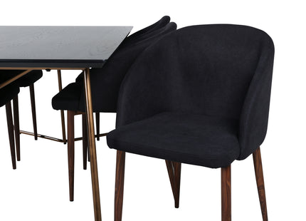 Venture Home Arch & Petra Matstolar 2-pack Svart + Rektangulära Matbord 190 x 90 Svart