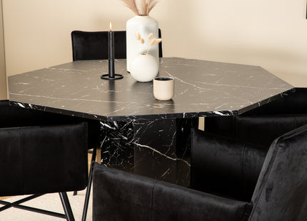 Venture Home Petra & Marbs Matstolar Svart + Runda Matbord ⌀110 Svart