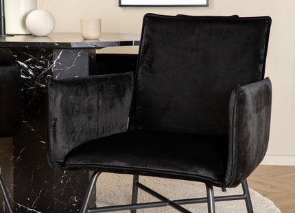 Venture Home Petra & Marbs Matstolar Svart + Runda Matbord ⌀110 Svart