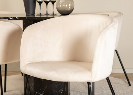 Venture Home Berit & Marbs Matstolar Beige + Runda Matbord ⌀110 Svart