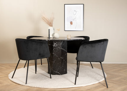 Venture Home Berit & Marbs Matstolar Svart + Runda Matbord ⌀110 Svart