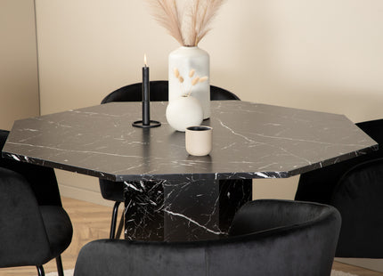 Venture Home Berit & Marbs Matstolar Svart + Runda Matbord ⌀110 Svart