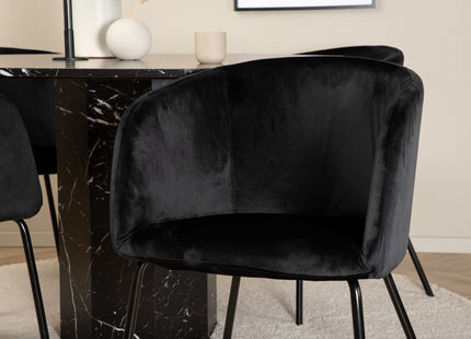 Venture Home Berit & Marbs Matstolar Svart + Runda Matbord ⌀110 Svart
