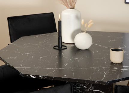 Venture Home Petra & Marbs Matstolar Svart + Runda Matbord ⌀110 Svart
