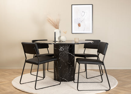 Venture Home Kenth & Marbs Matstolar 2-pack Svart + Runda Matbord ⌀110 Svart