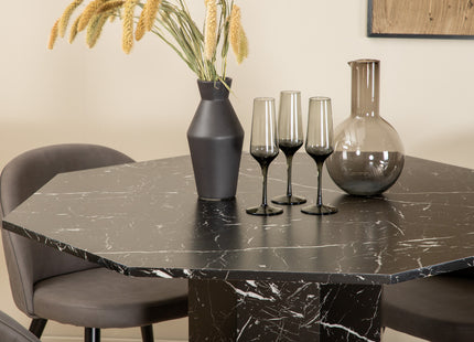 Venture Home Marbs & Velvet Runda Matbord ⌀110 Svart + Matstolar 2-pack Grå