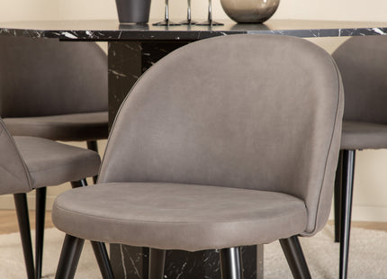 Venture Home Marbs & Velvet Runda Matbord ⌀110 Svart + Matstolar 2-pack Grå