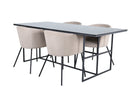 Venture Home Berit & Leif Matstolar Beige + Rektangulära Matbord 200 x 90 Svart