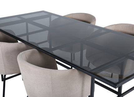 Venture Home Berit & Leif Matstolar Beige + Rektangulära Matbord 200 x 90 Svart